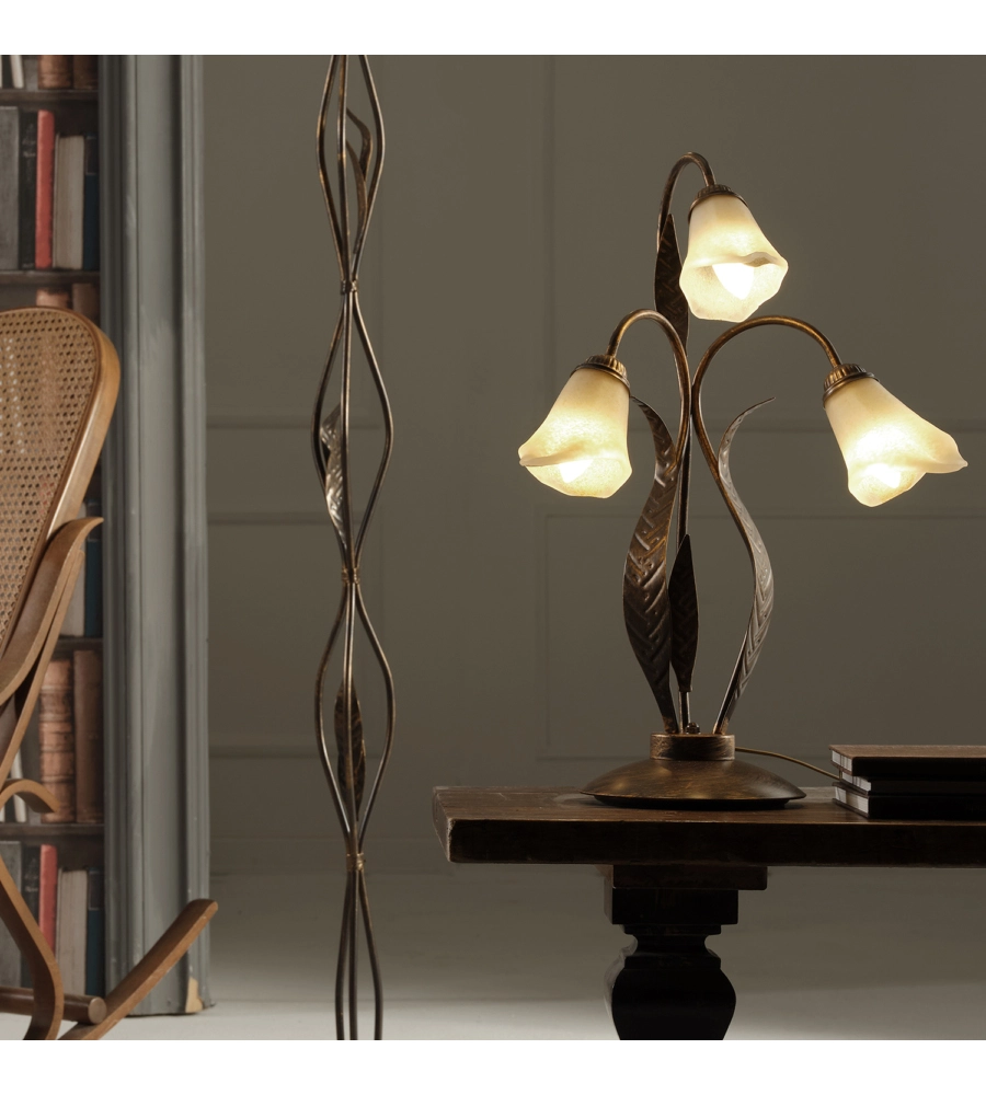 LAMPADA DA TAVOLO 3 LUCI ONLI "ALGA" BRONZO E14